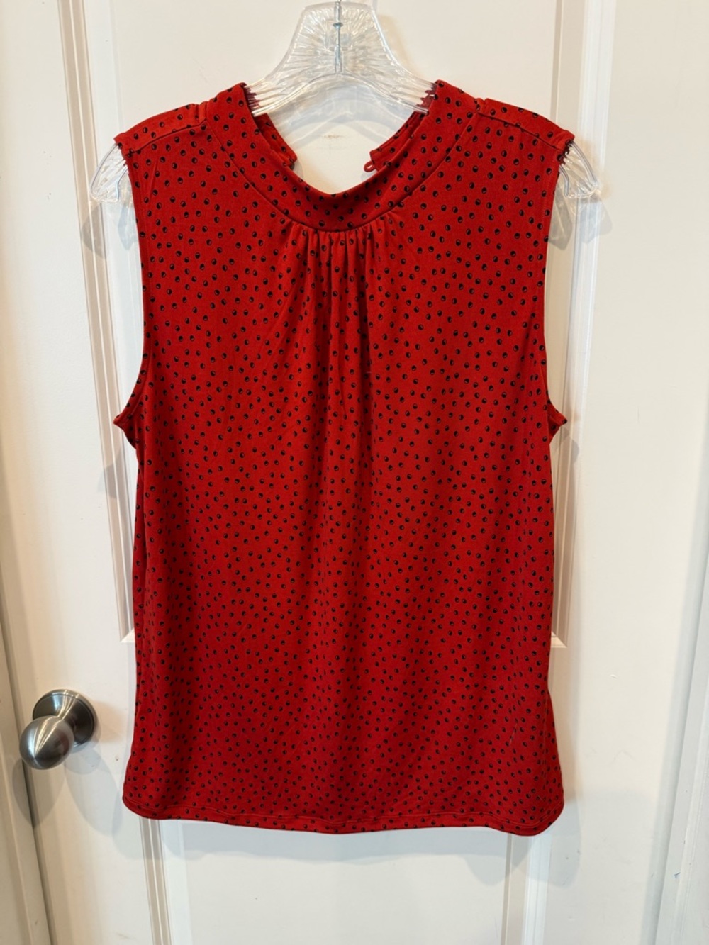 Banana Republic Sleeveless Red Printed Mock-Neck Tank Top